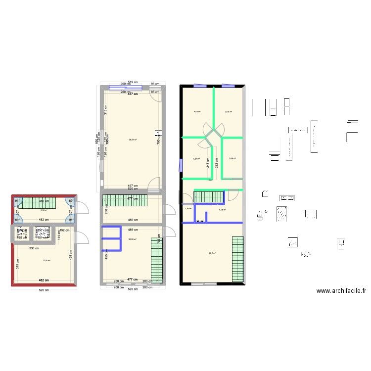 dépôt 2. Plan de 14 pièces et 172 m2