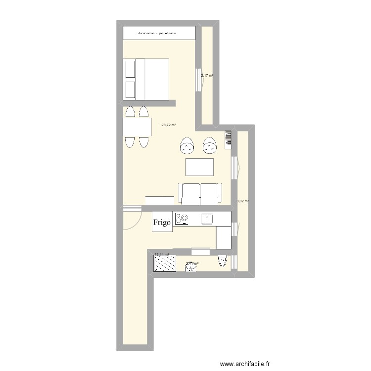 FuturAppart. Plan de 5 pièces et 48 m2