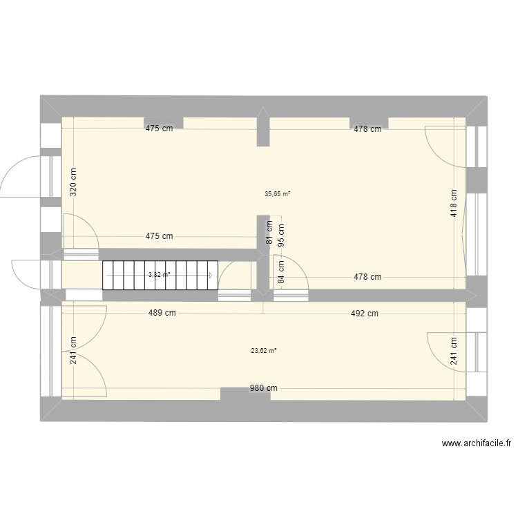 FC68_rdc. Plan de 3 pièces et 63 m2