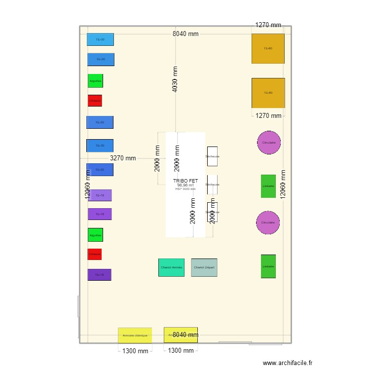 Tribofinition étain. Plan de 1 pièce et 97 m2