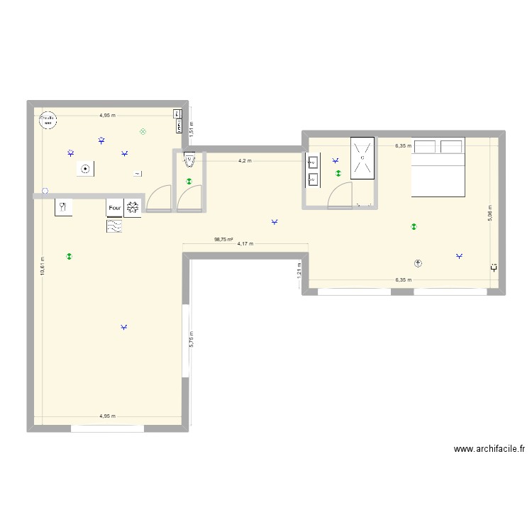 test. Plan de 1 pièce et 99 m2