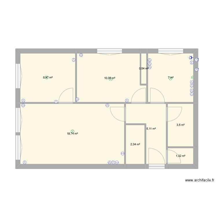 CHARDIN. Plan de 9 pièces et 58 m2