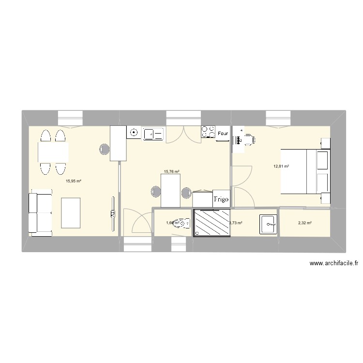 plan appartement dao. Plan de 6 pièces et 52 m2