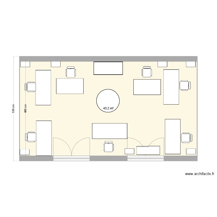 2201. Plan de 1 pièce et 43 m2