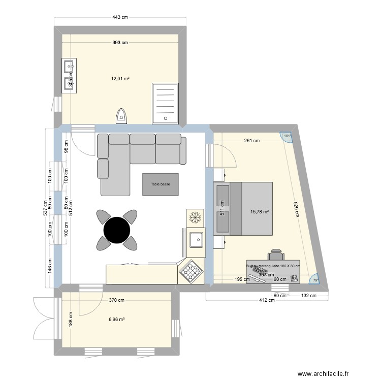 APPARTEMENT SIGNES. Plan de 3 pièces et 35 m2