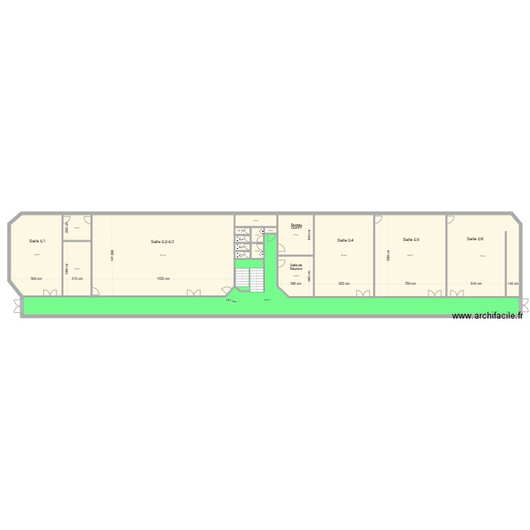 1er étage extension atelier. Plan de 18 pièces et 593 m2