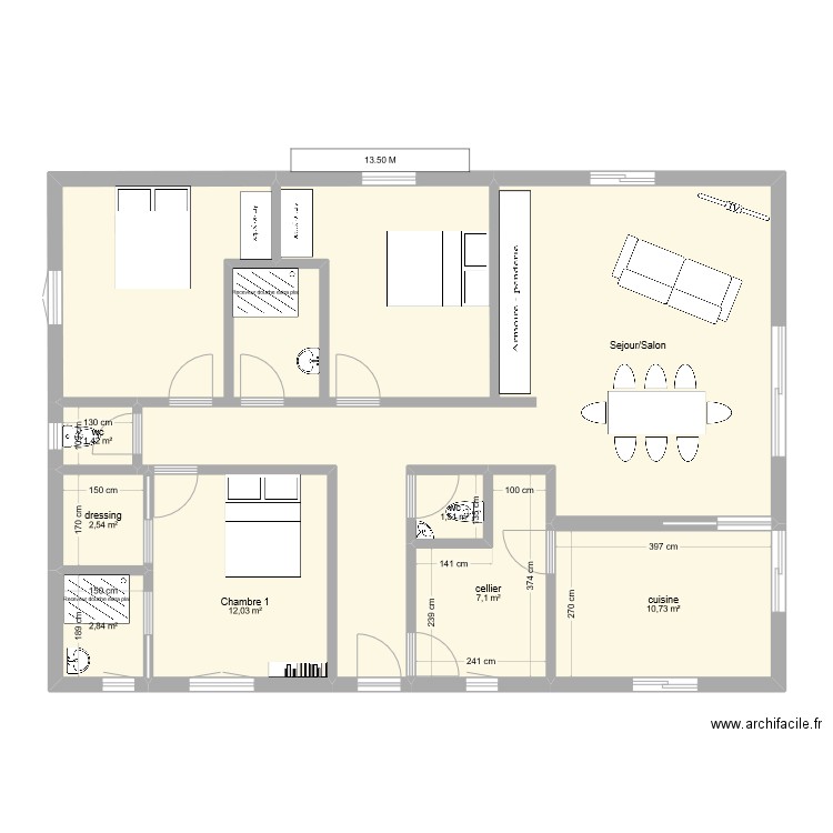 maison1. Plan de 8 pièces et 109 m2