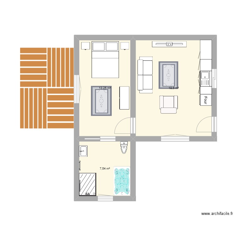 M. GODYN Fréderic. Plan de 3 pièces et 40 m2