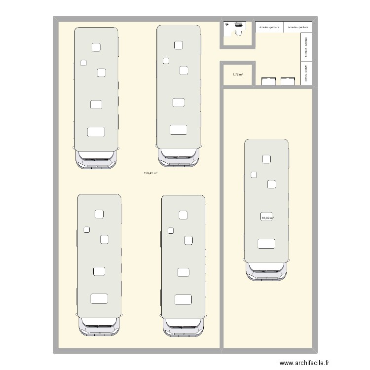 carroserie renault. Plan de 3 pièces et 225 m2