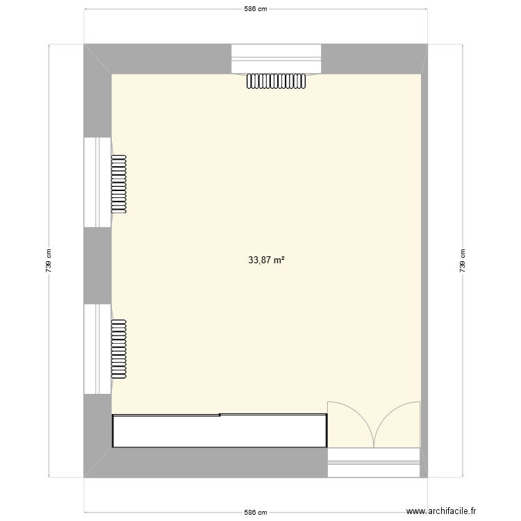 Acceuil. Plan de 1 pièce et 34 m2