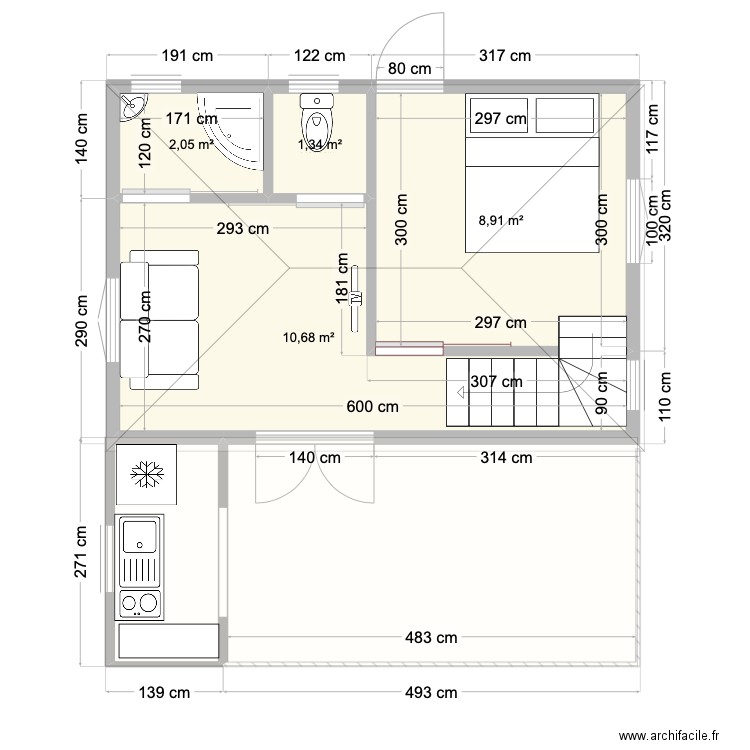 Désirade 2024 6x4. Plan de 4 pièces et 23 m2