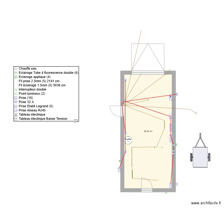 garage. Plan de 2 pièces et 43 m2