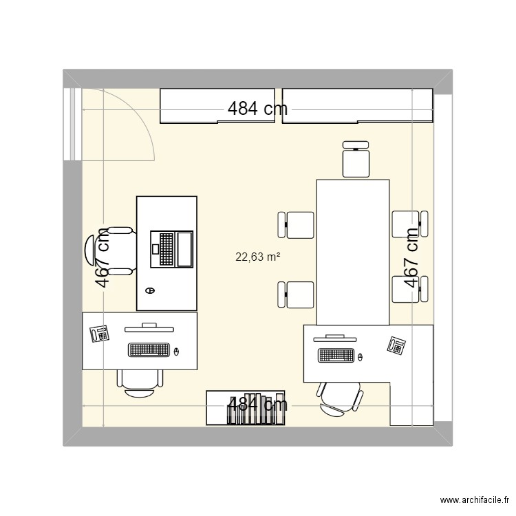 Plan bureau REDI. Plan de 1 pièce et 23 m2