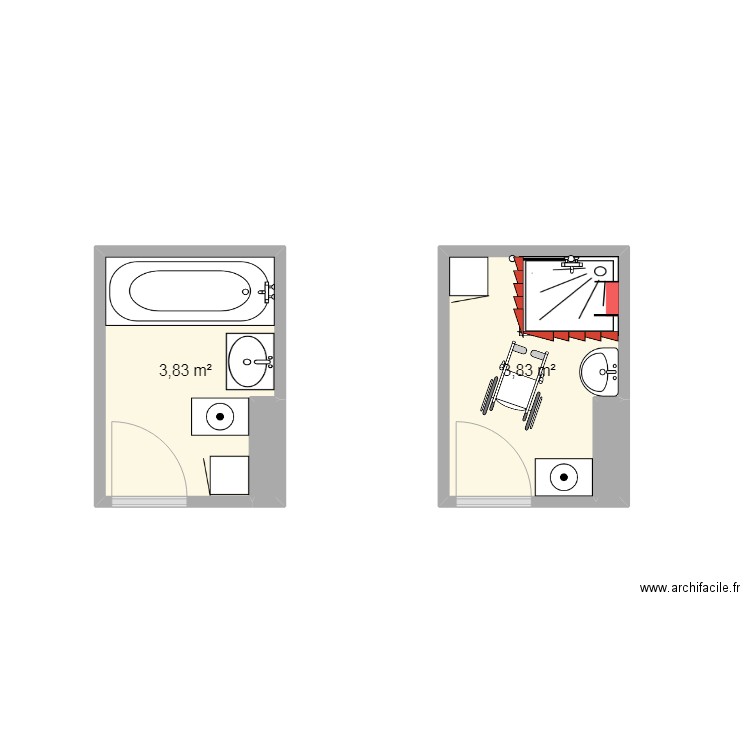 hamnache. Plan de 4 pièces et 8 m2