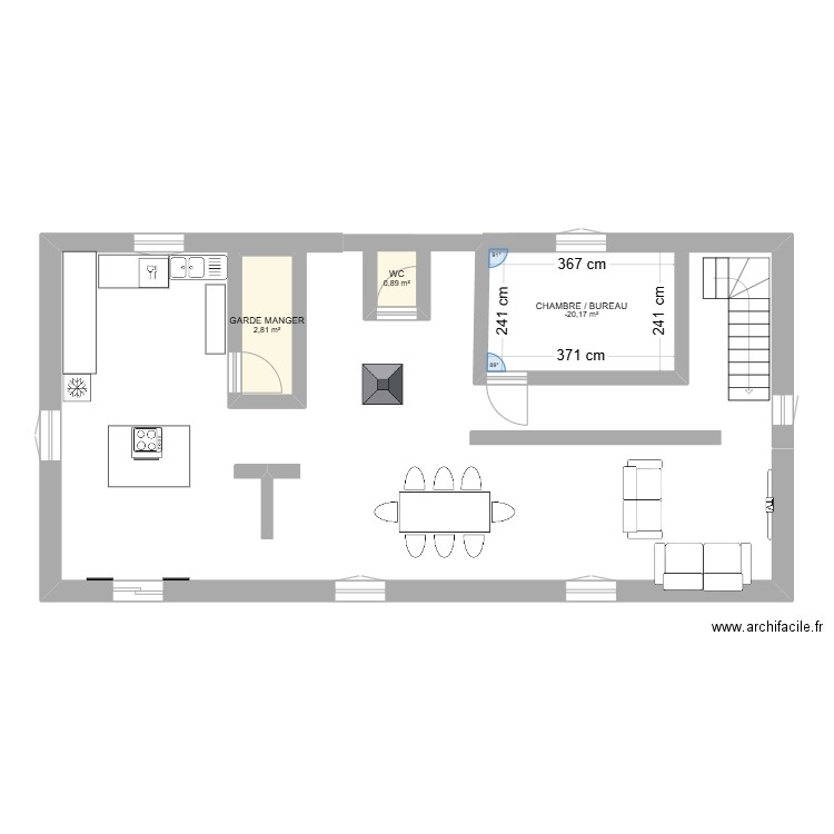 MAISON. Plan de 3 pièces et 13 m2