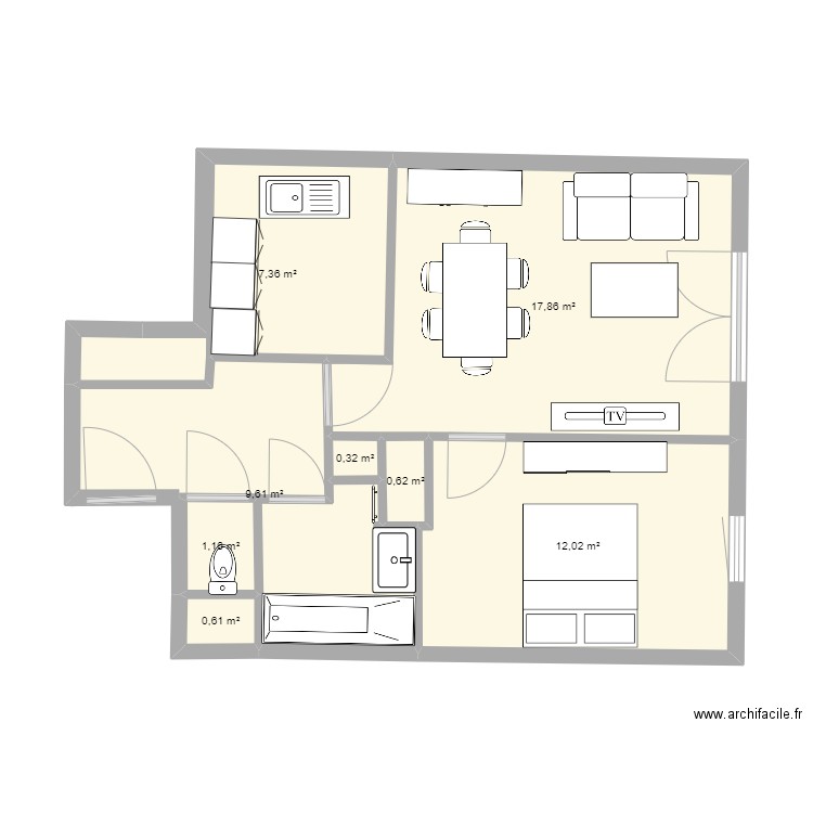 PROJETASN. Plan de 8 pièces et 50 m2