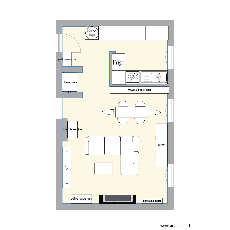 plan1. Plan de 1 pièce et 33 m2