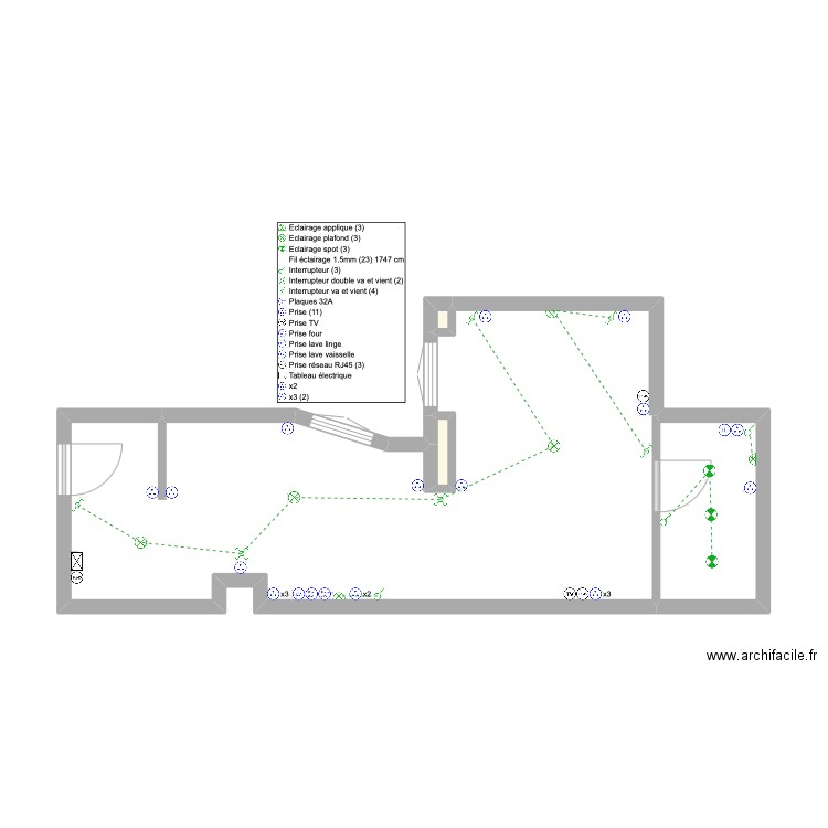 Studio Besançon. Plan de 4 pièces et 33 m2