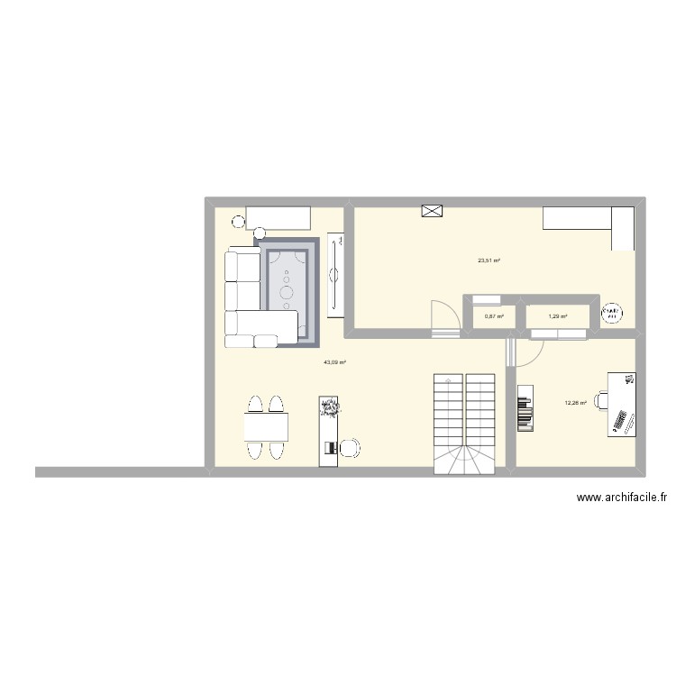 Sous Sol. Plan de 5 pièces et 81 m2