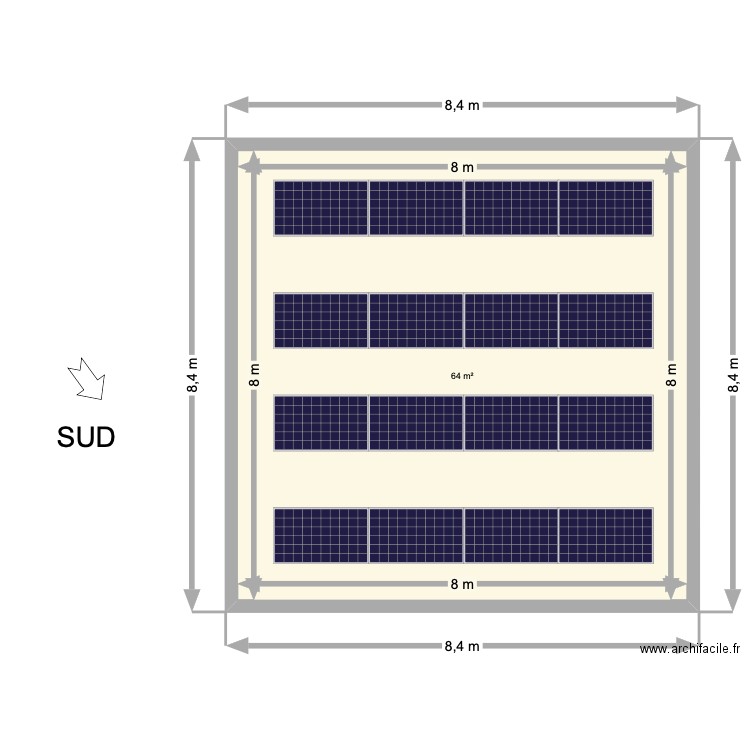 Philippe Aubert plan. Plan de 1 pièce et 64 m2