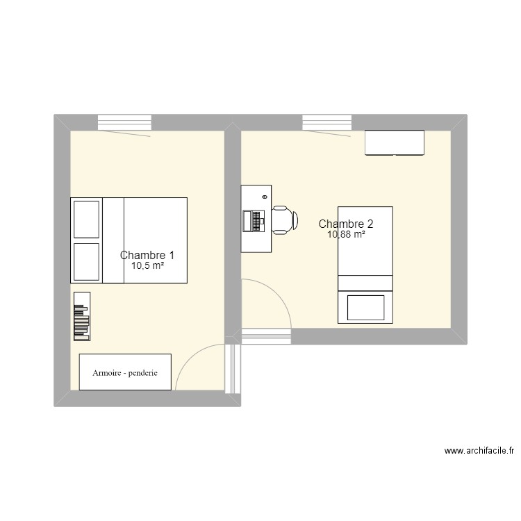 vellein. Plan de 2 pièces et 21 m2