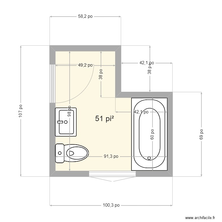 aurore bordage. Plan de 1 pièce et 5 m2