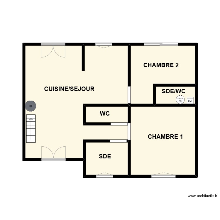 POULIQUEN. Plan de 5 pièces et 35 m2