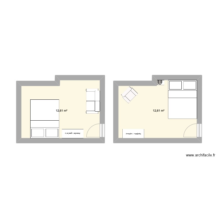 Appartement 15e. Plan de 2 pièces et 25 m2