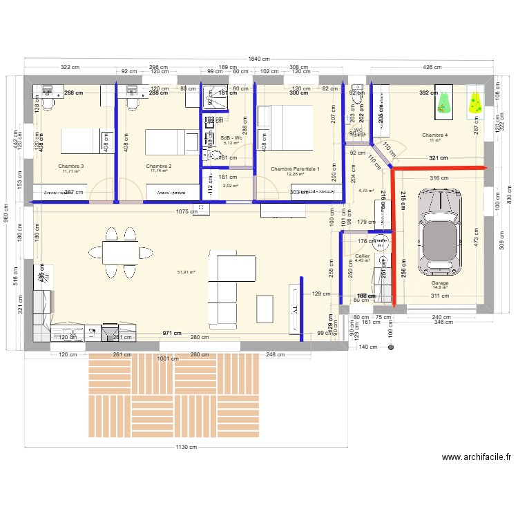 Amélie et Guillaume - Modèle ALEXIA V5. Plan de 11 pièces et 132 m2