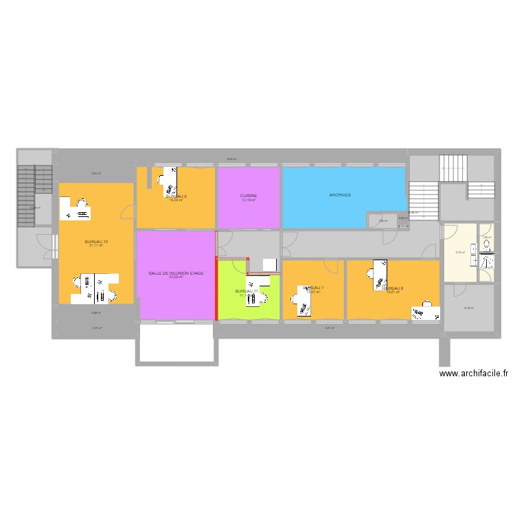 Mairie Etage - Projet 1. Plan de 23 pièces et 251 m2