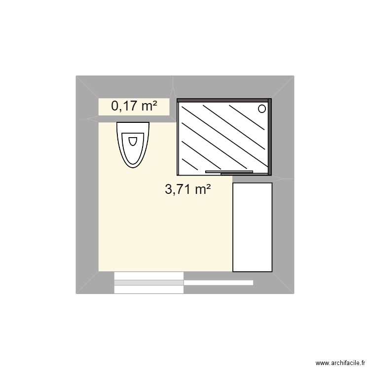 sdb aggrandisment 2. Plan de 2 pièces et 4 m2