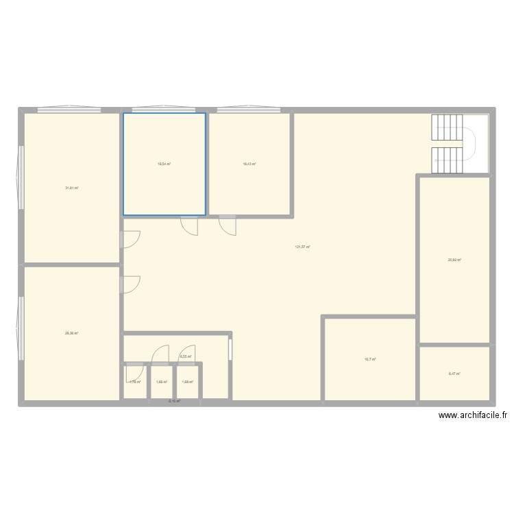 bureau. Plan de 13 pièces et 284 m2