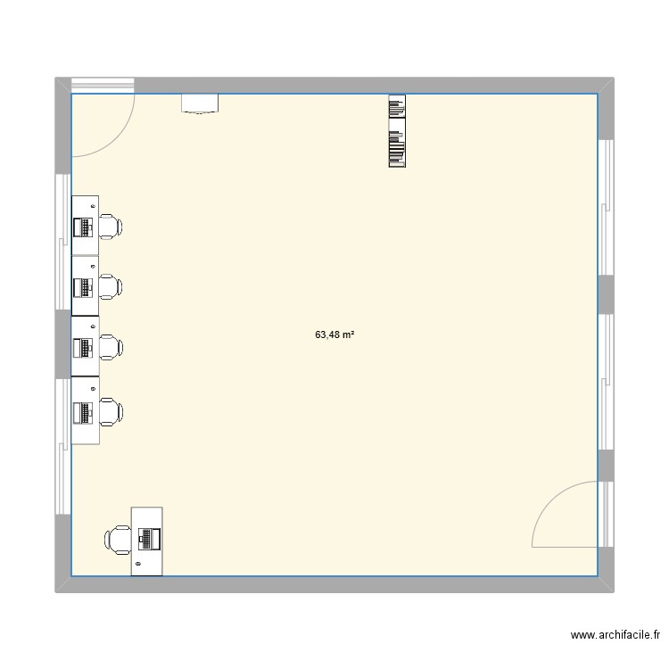 Plan de magazin. Plan de 1 pièce et 63 m2