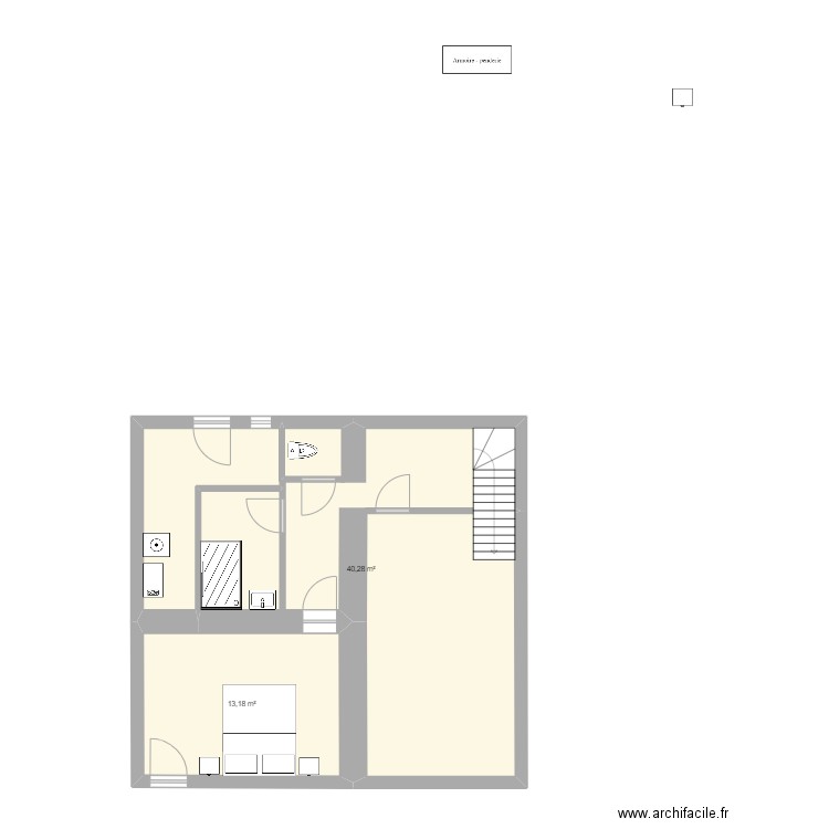 RDC GARAGE v2. Plan de 2 pièces et 53 m2