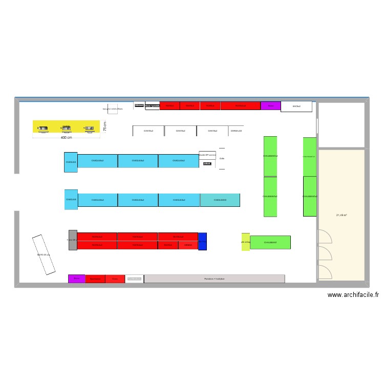 Gayant. Plan de 1 pièce et 21 m2