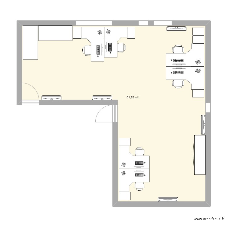 Support. Plan de 1 pièce et 62 m2