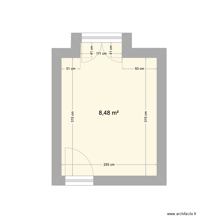 41 BVD VICTOR. Plan de 1 pièce et 8 m2