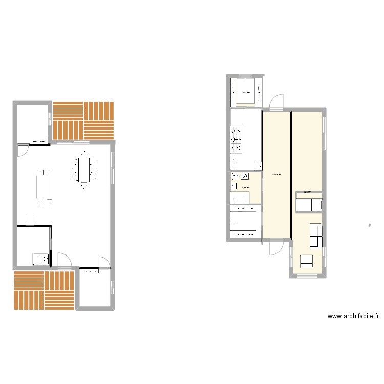 contenaire 1. Plan de 4 pièces et 56 m2