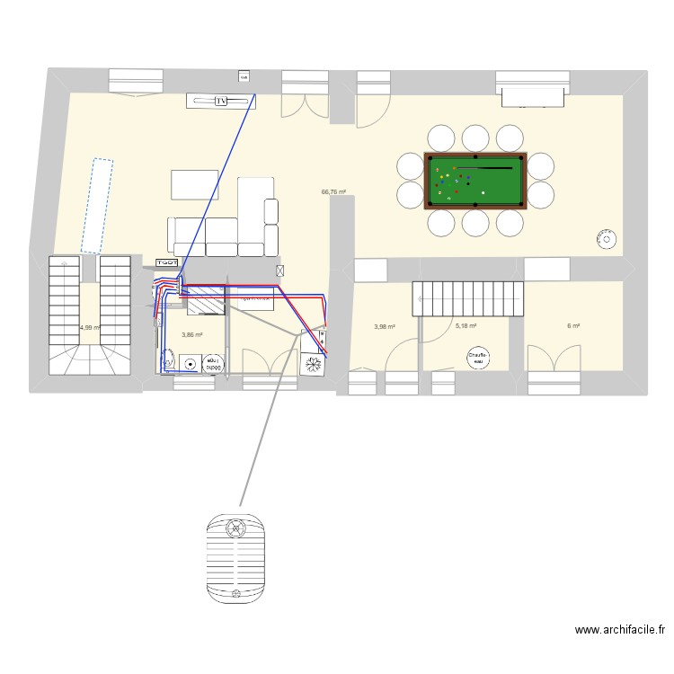 plan du 6 louis projection sdb modif. Plan de 6 pièces et 91 m2