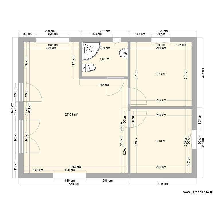 Michel. Plan de 4 pièces et 50 m2