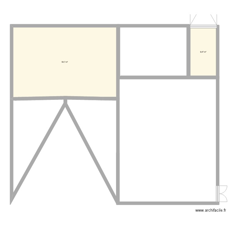 villa. Plan de 2 pièces et 64 m2