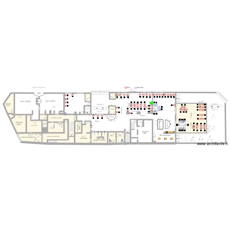 Plan de salle RDC DEBUT JUILLET. Plan de 20 pièces et 302 m2
