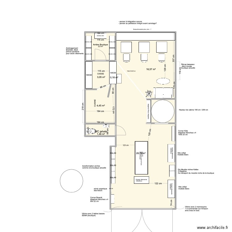 EMI CAFE BOUTIQUE KOKETTE ABONDANCE. Plan de 7 pièces et 58 m2