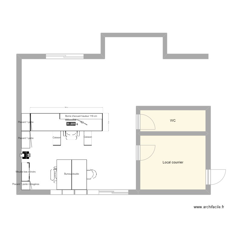 EL Borne accueil. Plan de 2 pièces et 14 m2