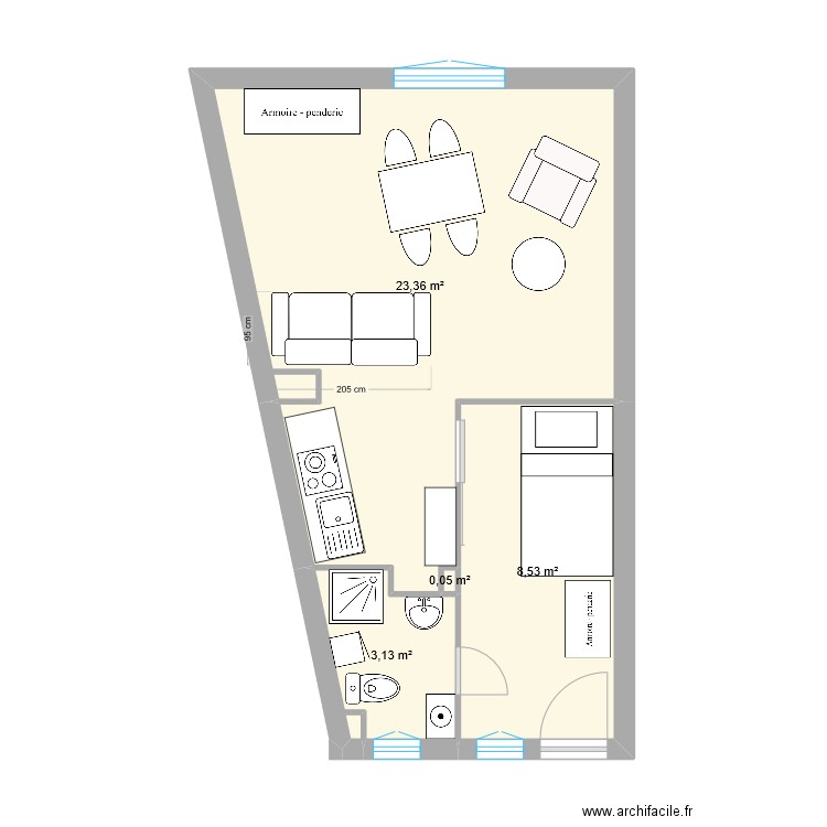 cassis V1. Plan de 4 pièces et 35 m2