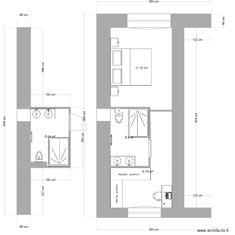 sun. Plan de 4 pièces et 31 m2