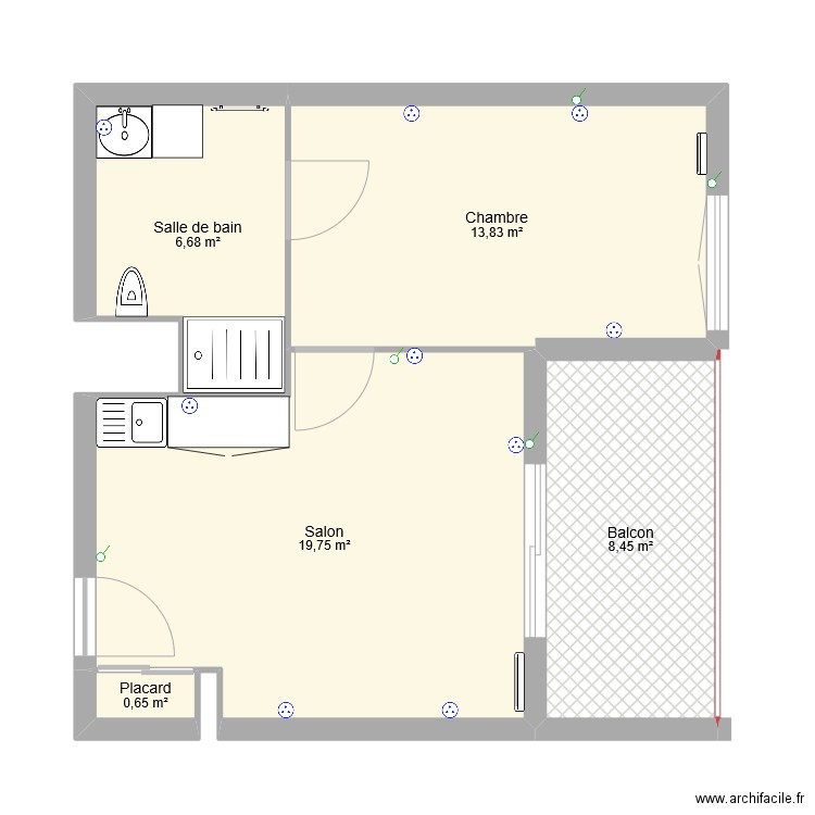 appartement mémé. Plan de 5 pièces et 49 m2