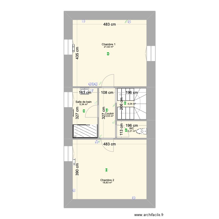 Pironnet R+2 Elec. Plan de 6 pièces et 55 m2