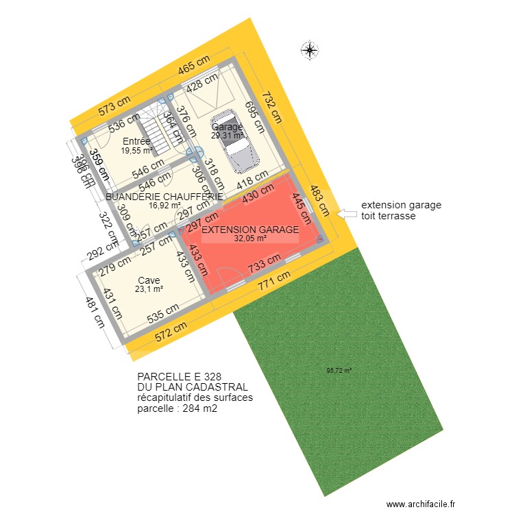 plan de masse 1 creation extension garage. Plan de 5 pièces et 121 m2