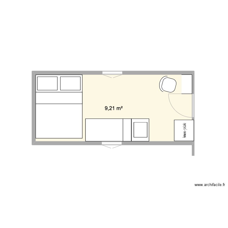 roulotte. Plan de 1 pièce et 9 m2